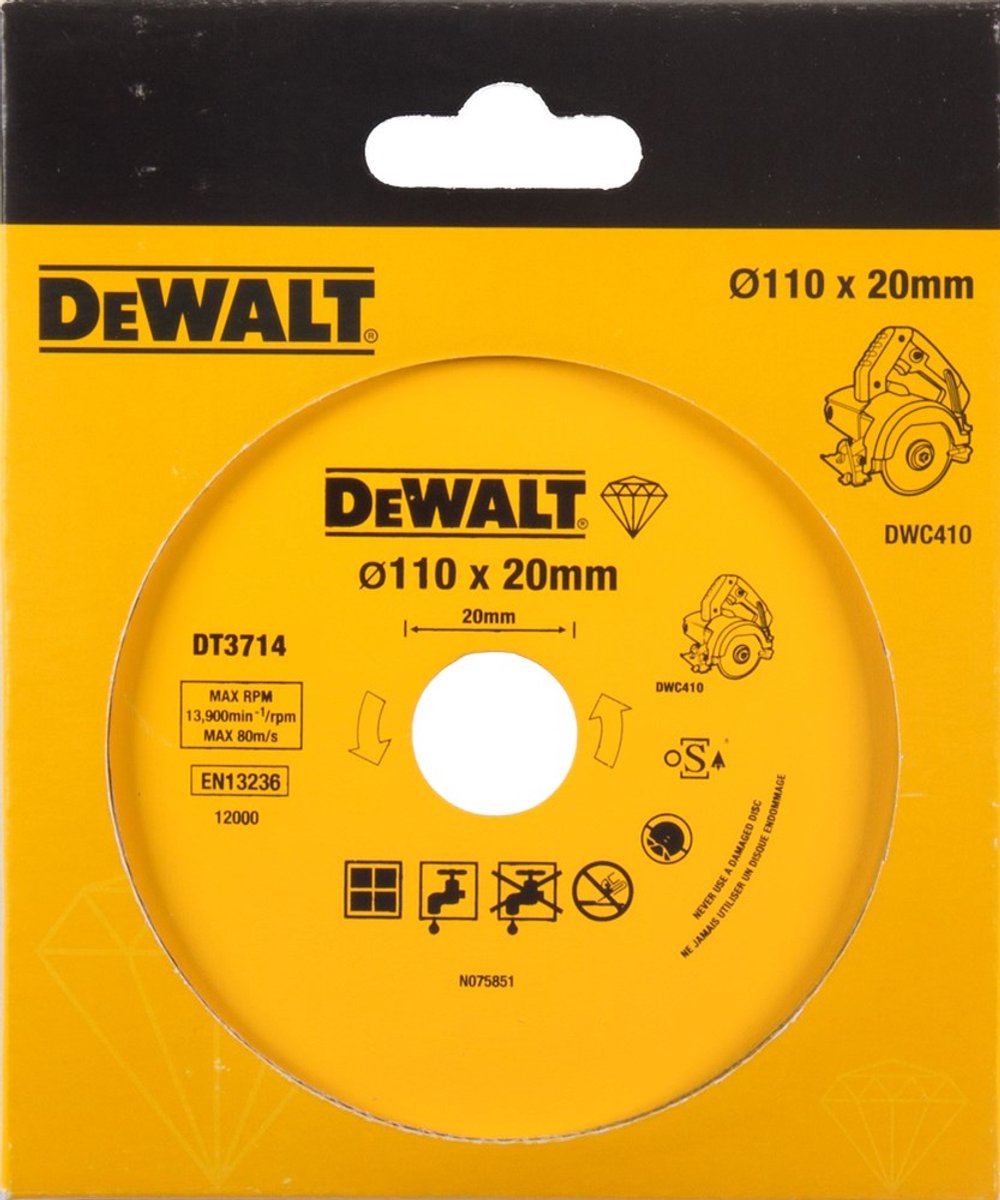 Dewalt accessories diamond blade for tiles, ø110x20mm (dwc410) - dt3714-qz-0