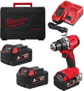 Milwaukee m18 blddrc-502c cordless drill/screwdriver + 2x 18v 5.0 battery + charger in case-0