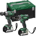 Hikoki kc18dplwaz tool combo set ds18dbsl + wr18dbdl2 + incl. 2 x 5.0ah battery and 1 charger in hsc iii combo set-0