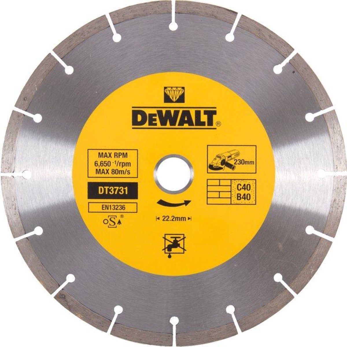 Dewalt diamond blade segmented 230mm dt3731-qz - dt3731-qz-0