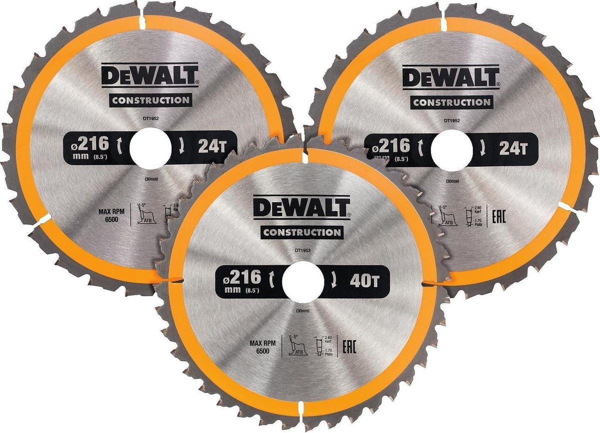 Dewalt accessories dt1962 | circular saw blade | 216x30mm | 3-pack - dt1962-qz-0