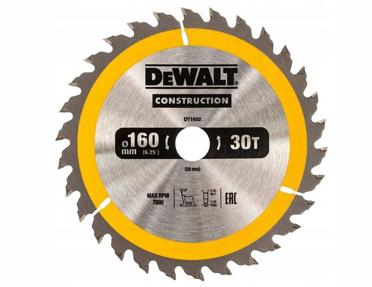 Dewalt construction - circular saw blade - 165mm - 18t - for wood and composites-0