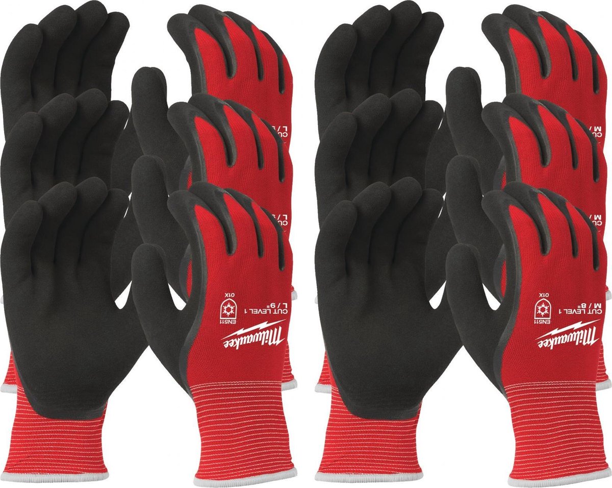 Milwaukee 4932471607 work gloves - cutting class 1 - 9 l - 12 pairs-0