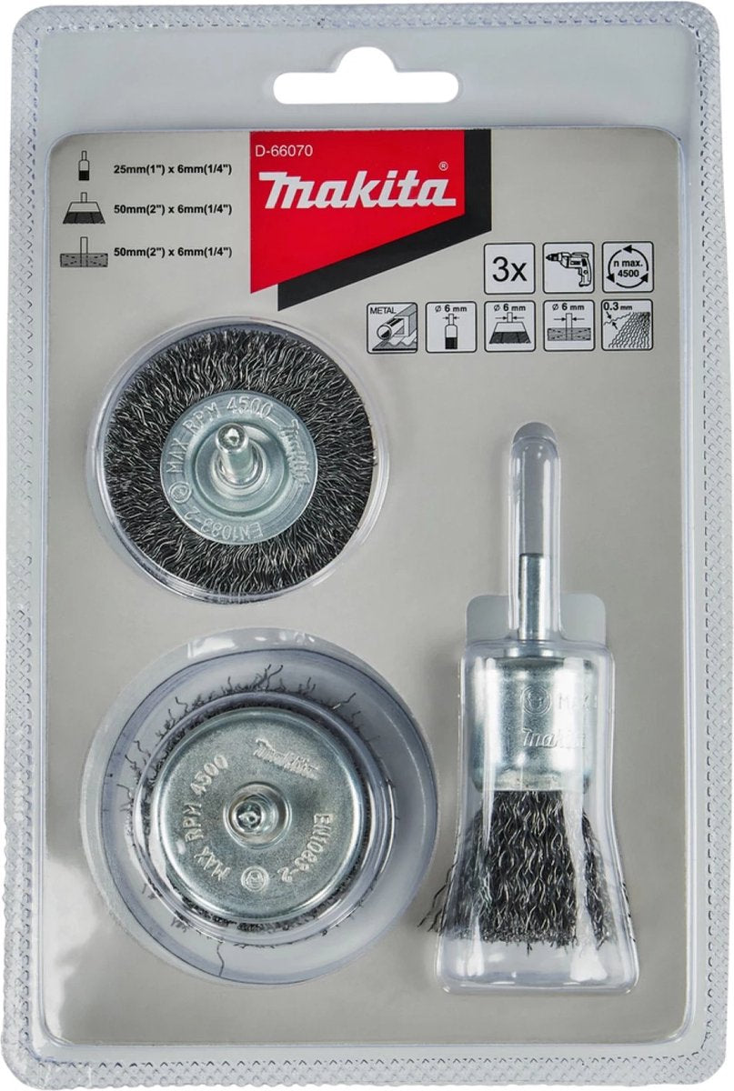 Makita borstelset 3dlg 6mm pens/vlak - d-66070-0
