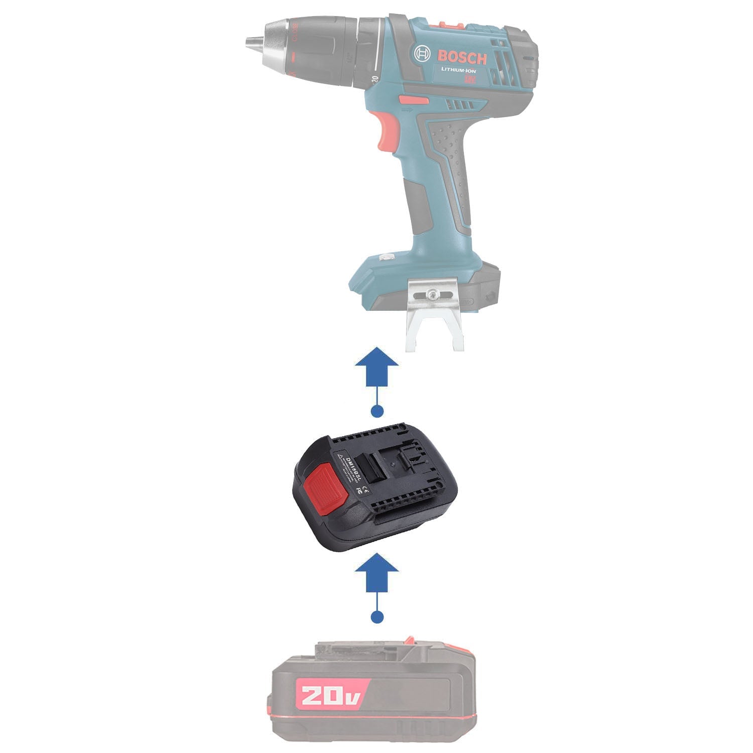 Bauer 20V to Bosch (Blue) 18V Battery Adapter-0