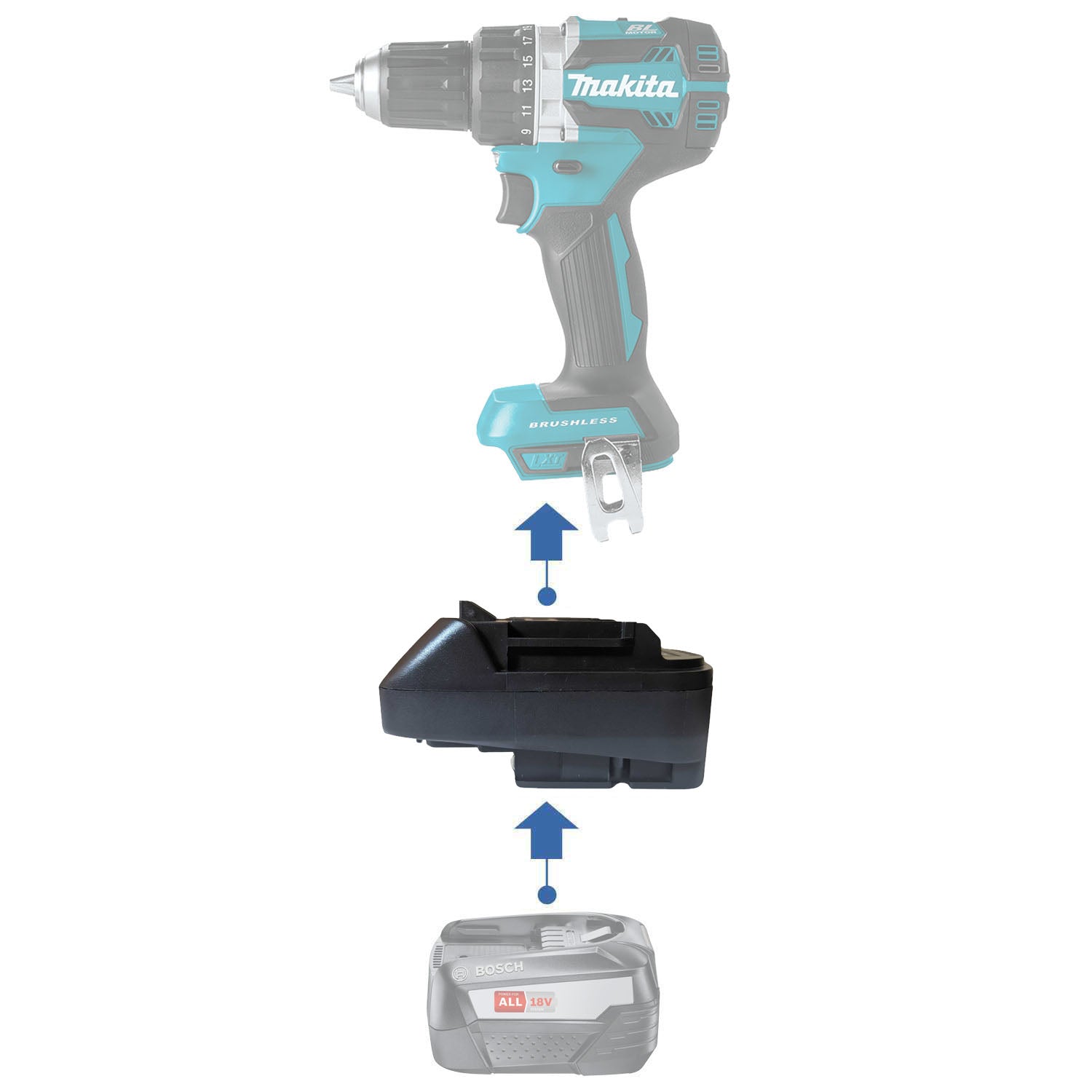 Bosch (Green) 18V to Makita 18V Battery Adapter-0