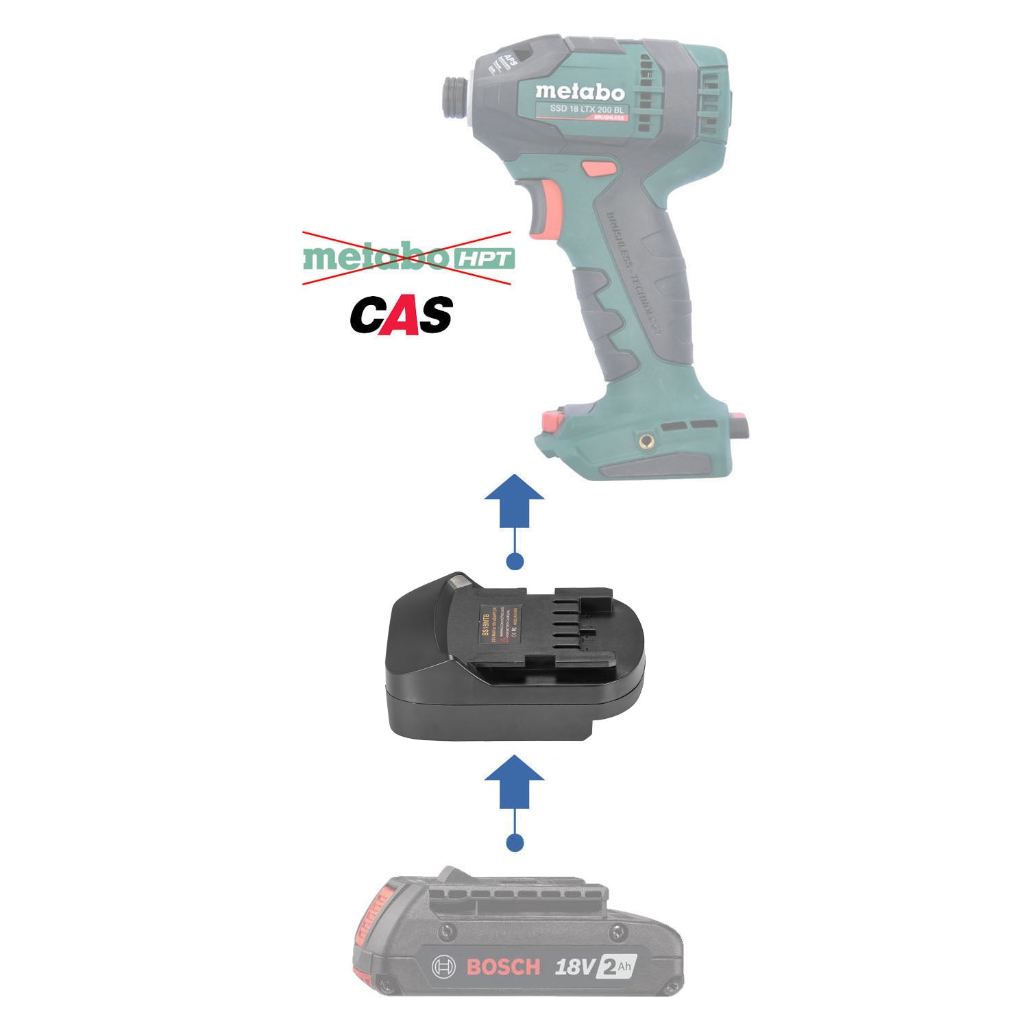 Bosch (Blue) 18V to Metabo 18V CAS Battery Adapter-0