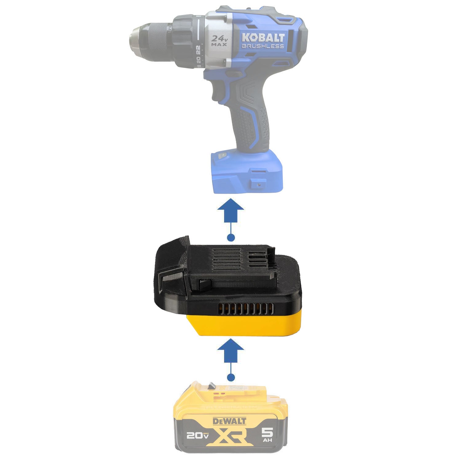 DeWalt 20V to Kobalt 24V Battery Adapter-0