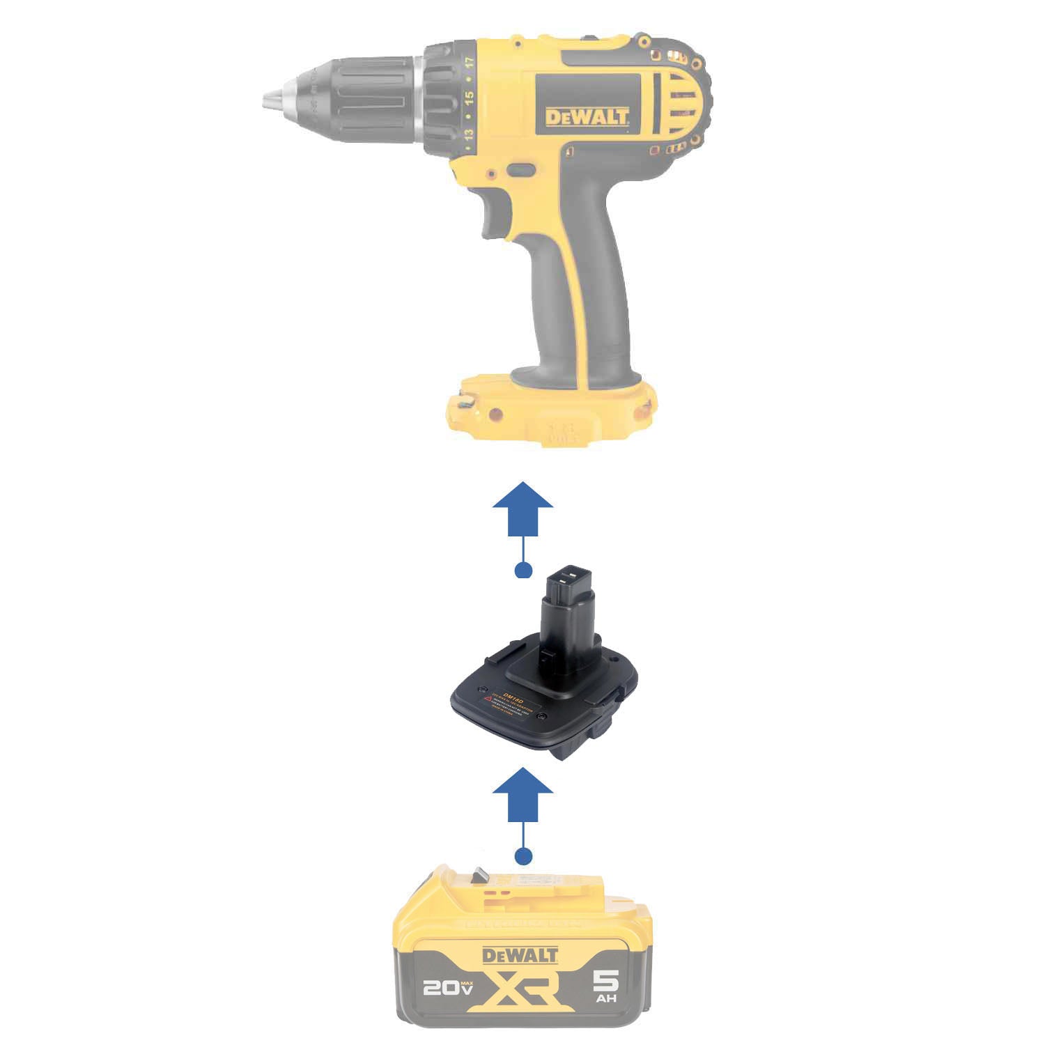 DeWalt 20V to DeWalt 18V Battery Adapter-0