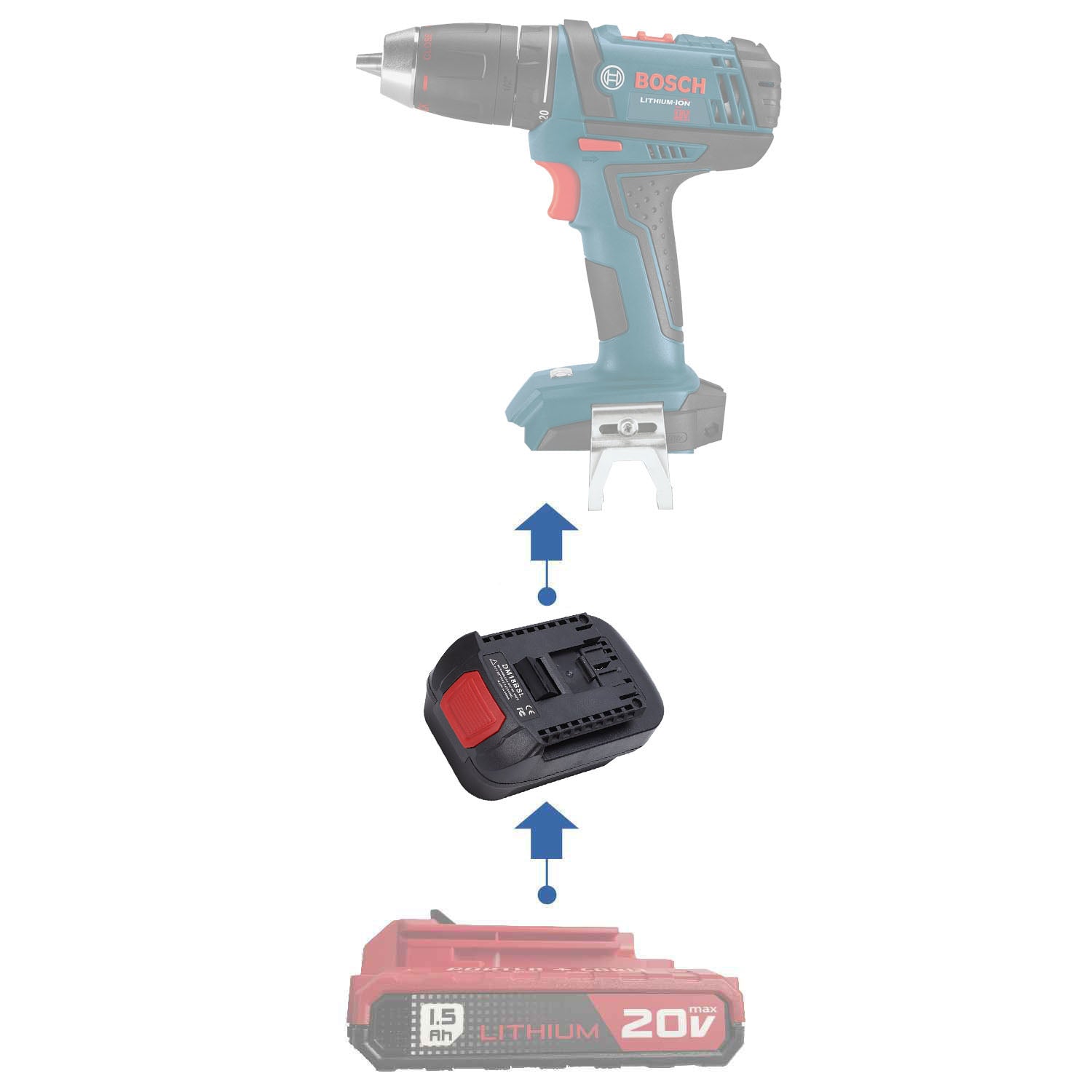 Porter Cable 20V to Bosch (Blue) 18V Battery Adapter-0