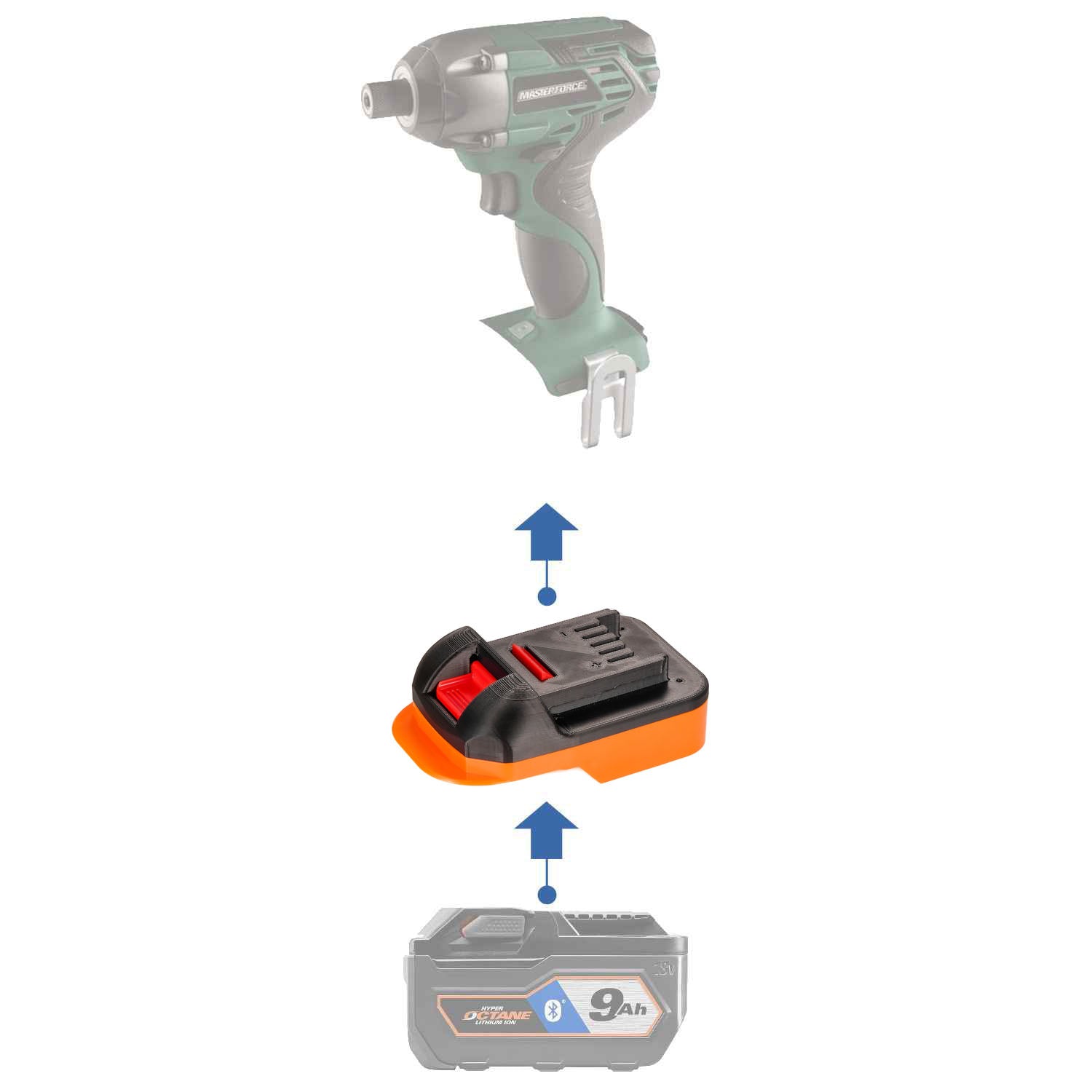 RIDGID 18V to Masterforce 20V Battery Adapter-0
