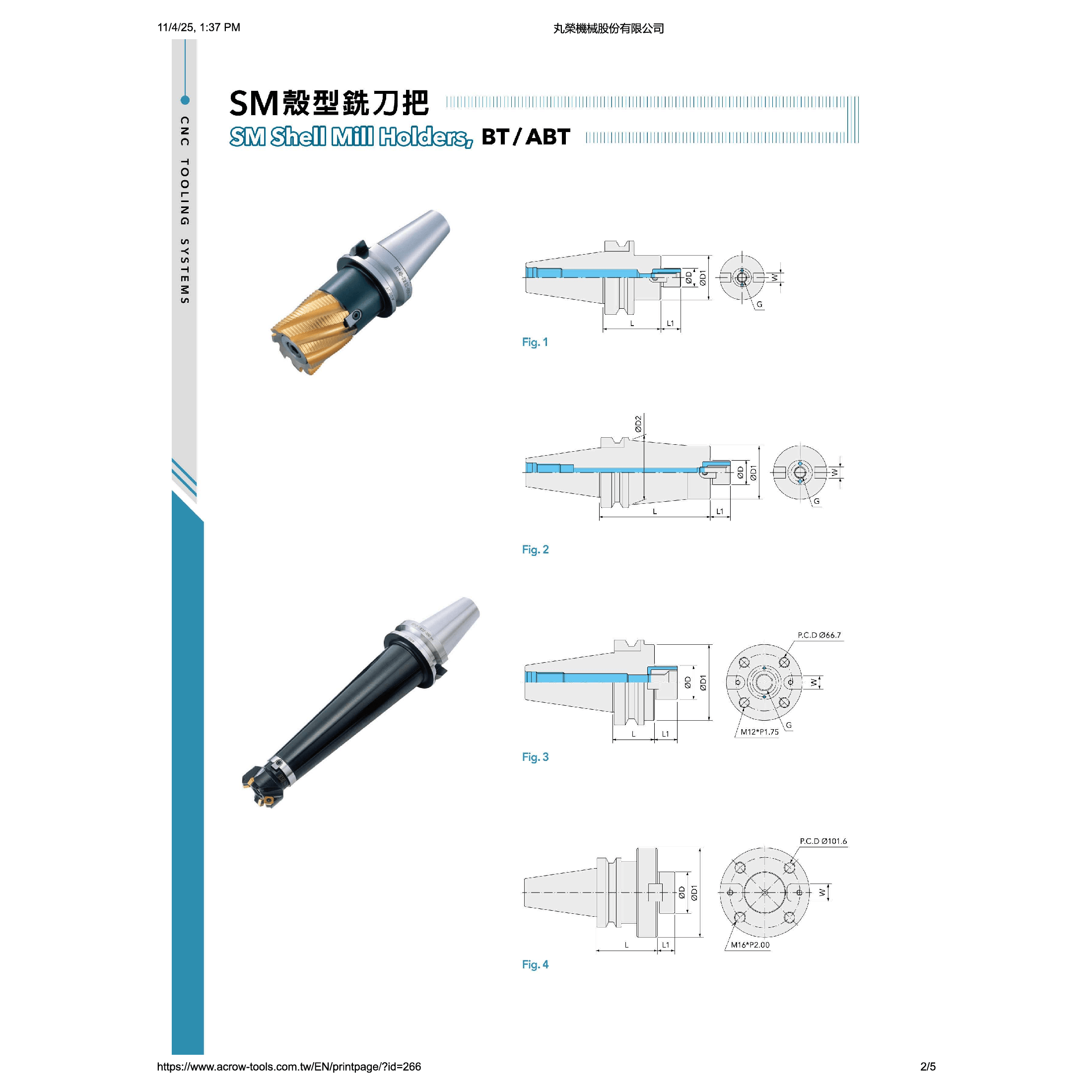 Acrow BT50-SM22-045 – Shell Mill Arbor (Ø22 mm Bore, 45 mm Length)-1