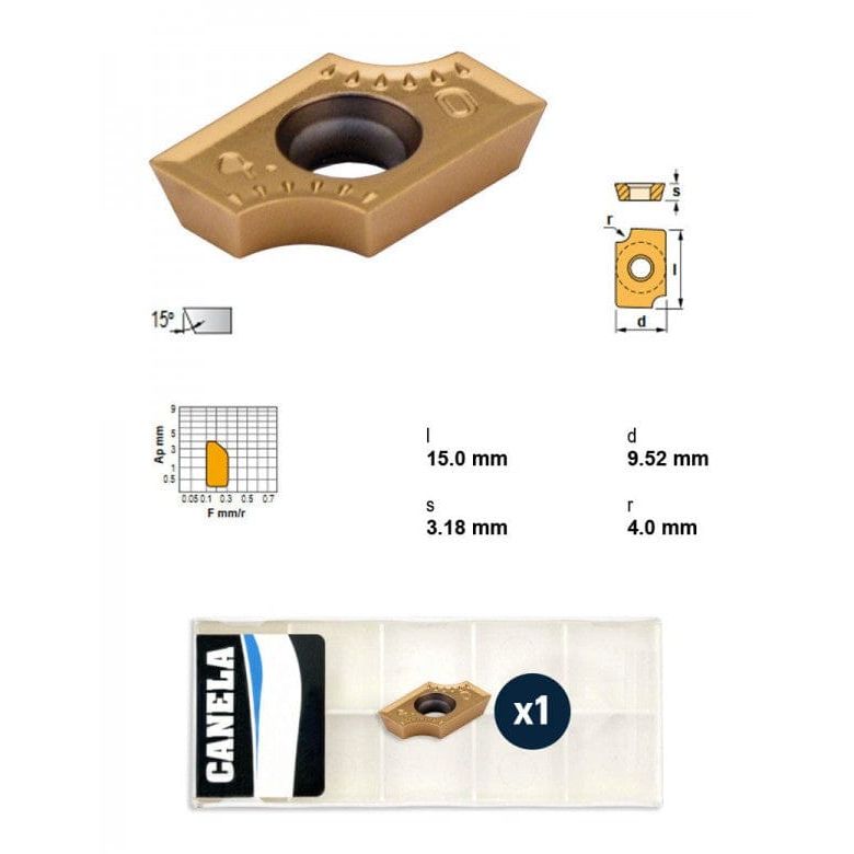 Canela ADMT1503R4.0 TIN25 Indexable Insert – 85° Positive Geometry-1