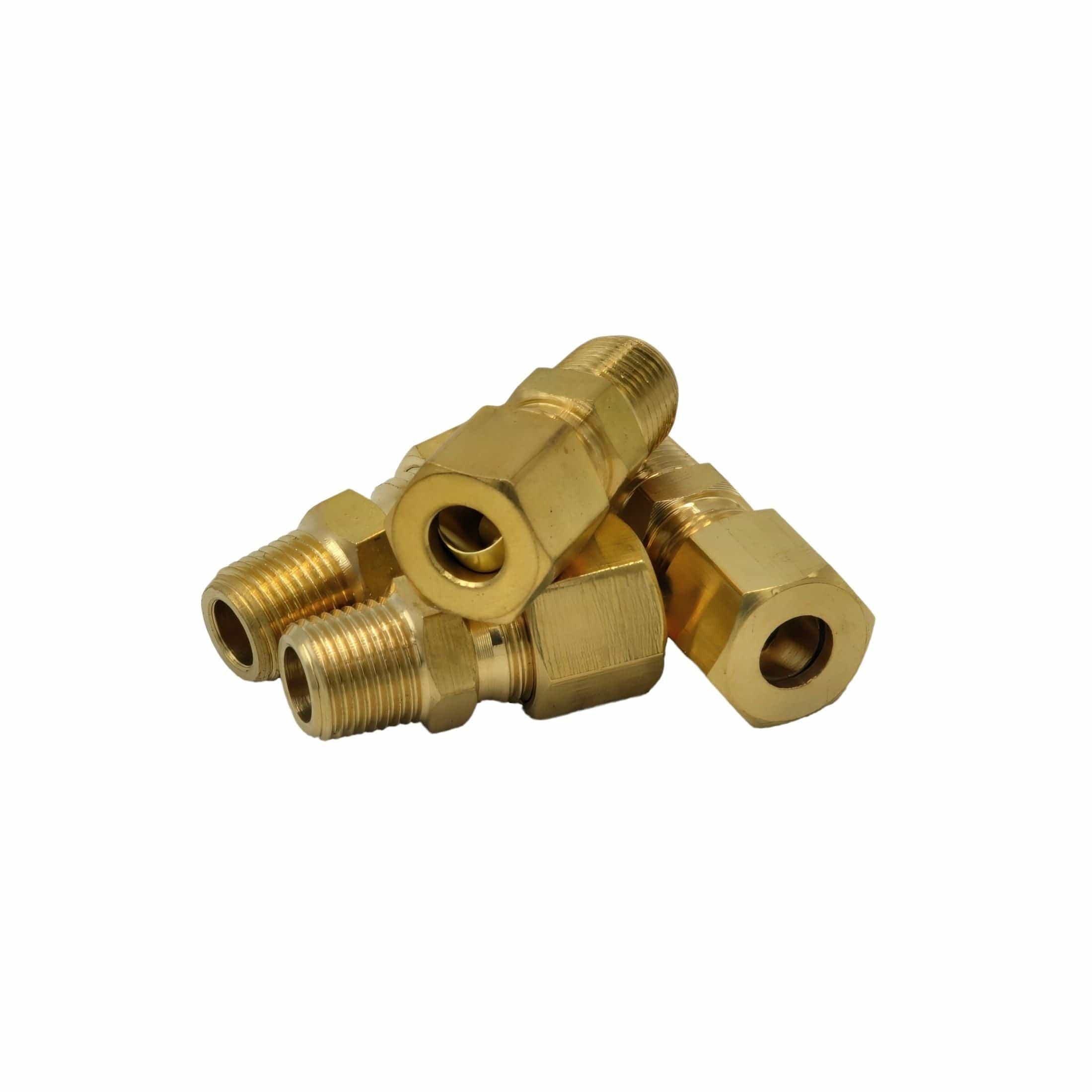 4pc Brass Compression Male Female Connector (T1/4xM1/8)-3