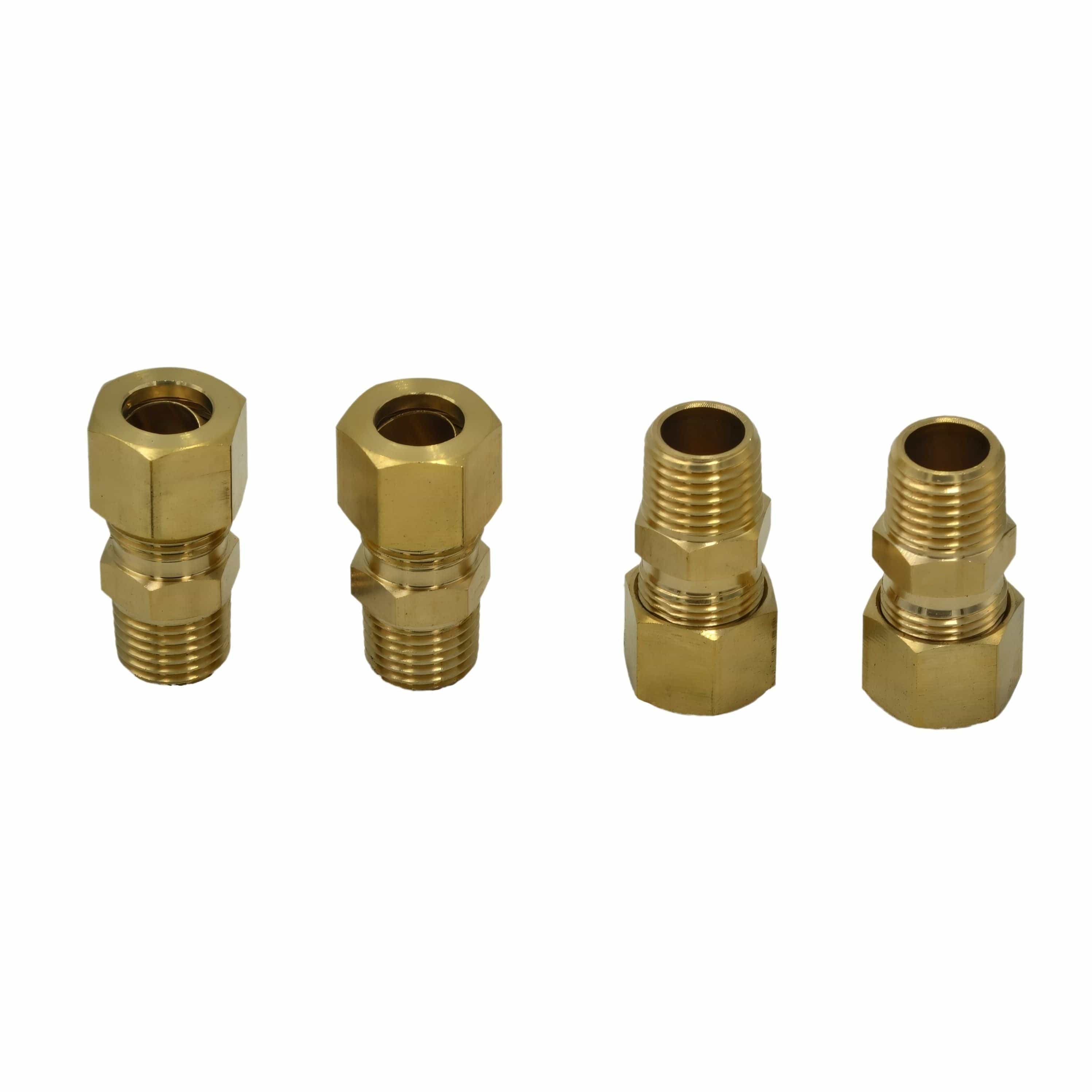 4pc Brass Compression Male Female Connector (T3/8xM1/4)-2