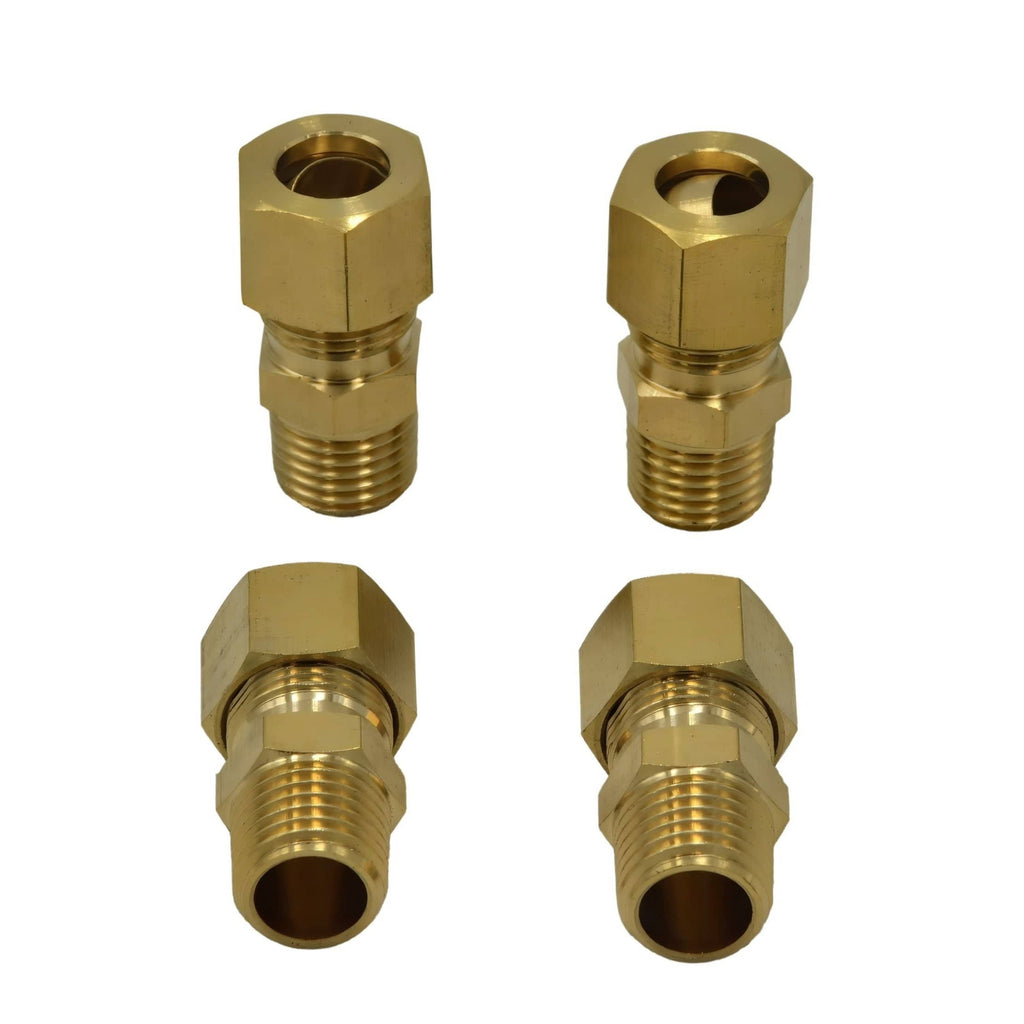 4pc Brass Compression Male Female Connector (T3/8xM1/4)-0
