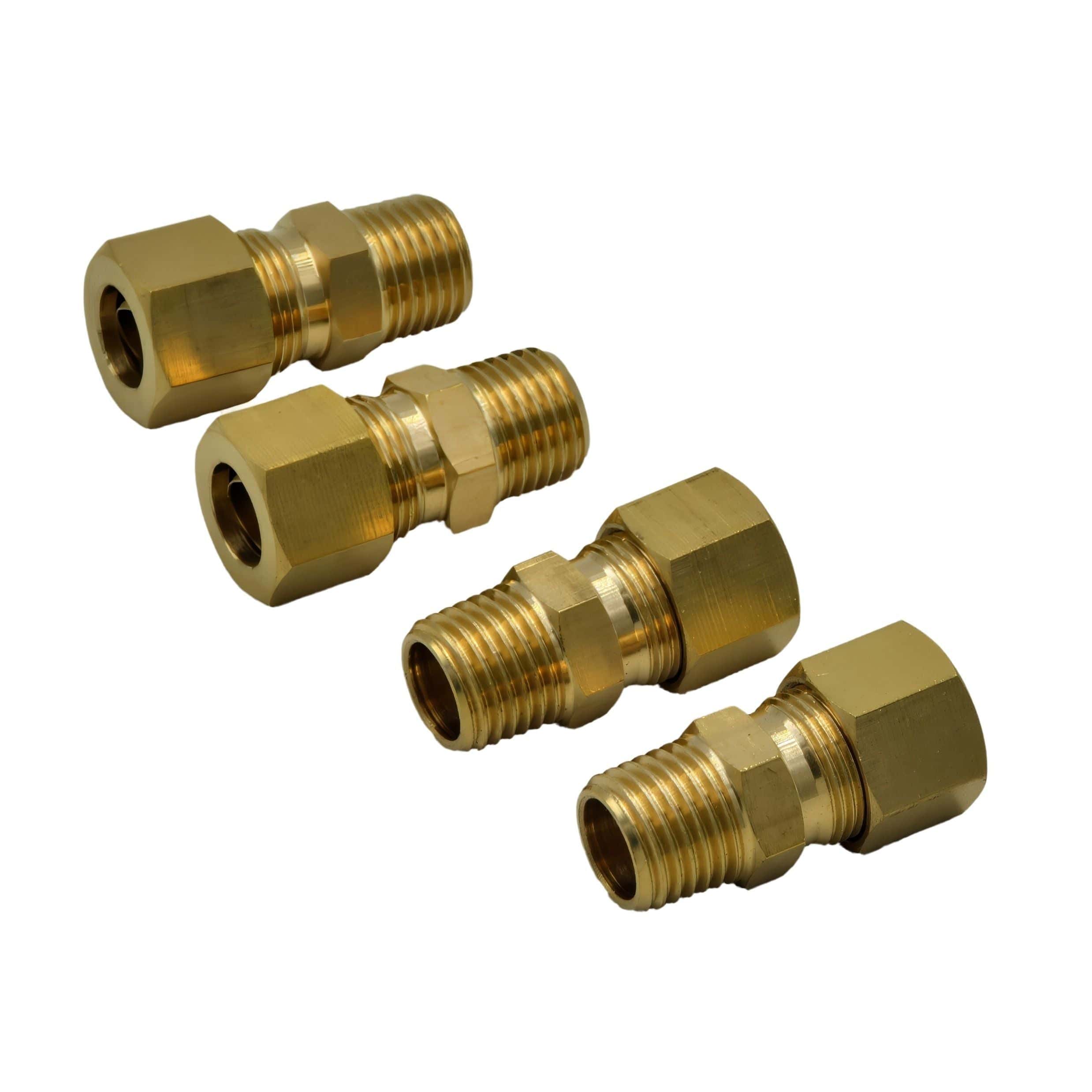 4pc Brass Compression Male Female Connector (T3/8xM1/4)-1