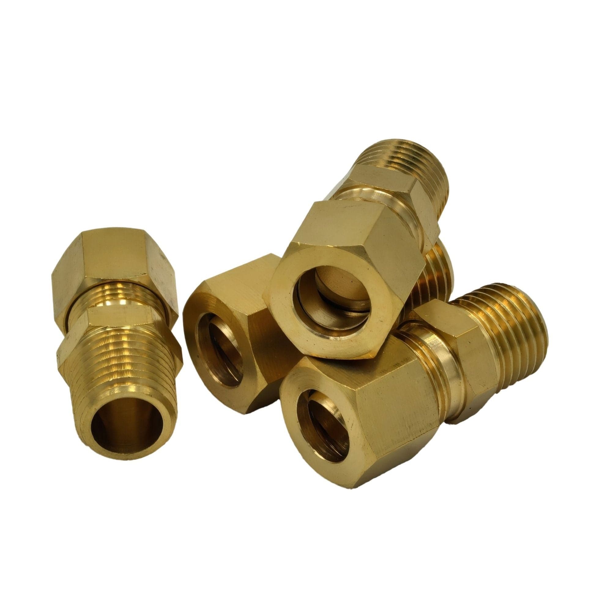 4pc Brass Compression Male Female Connector (T3/8xM1/4)-4