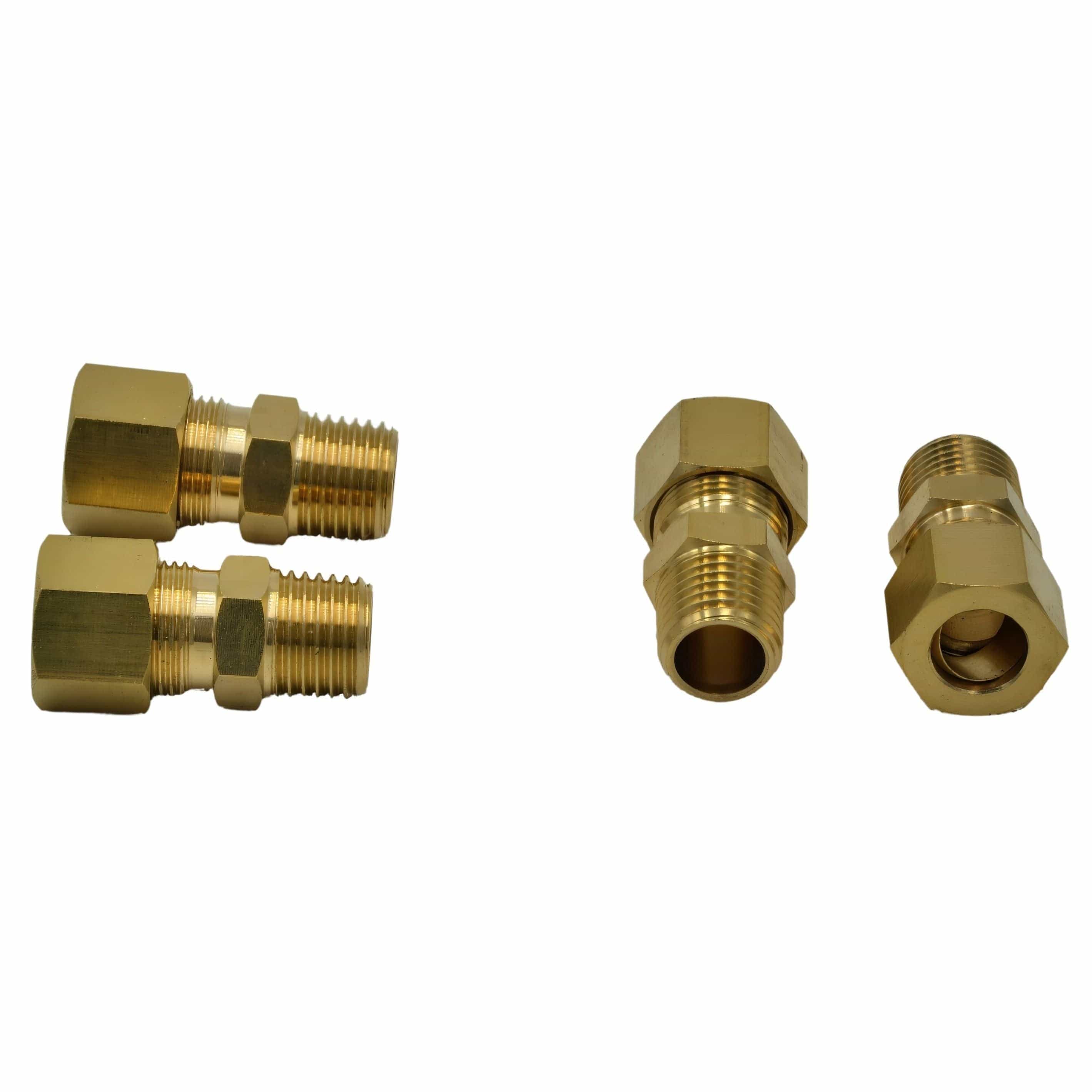 4pc Brass Compression Male Female Connector (T3/8xM1/4)-3