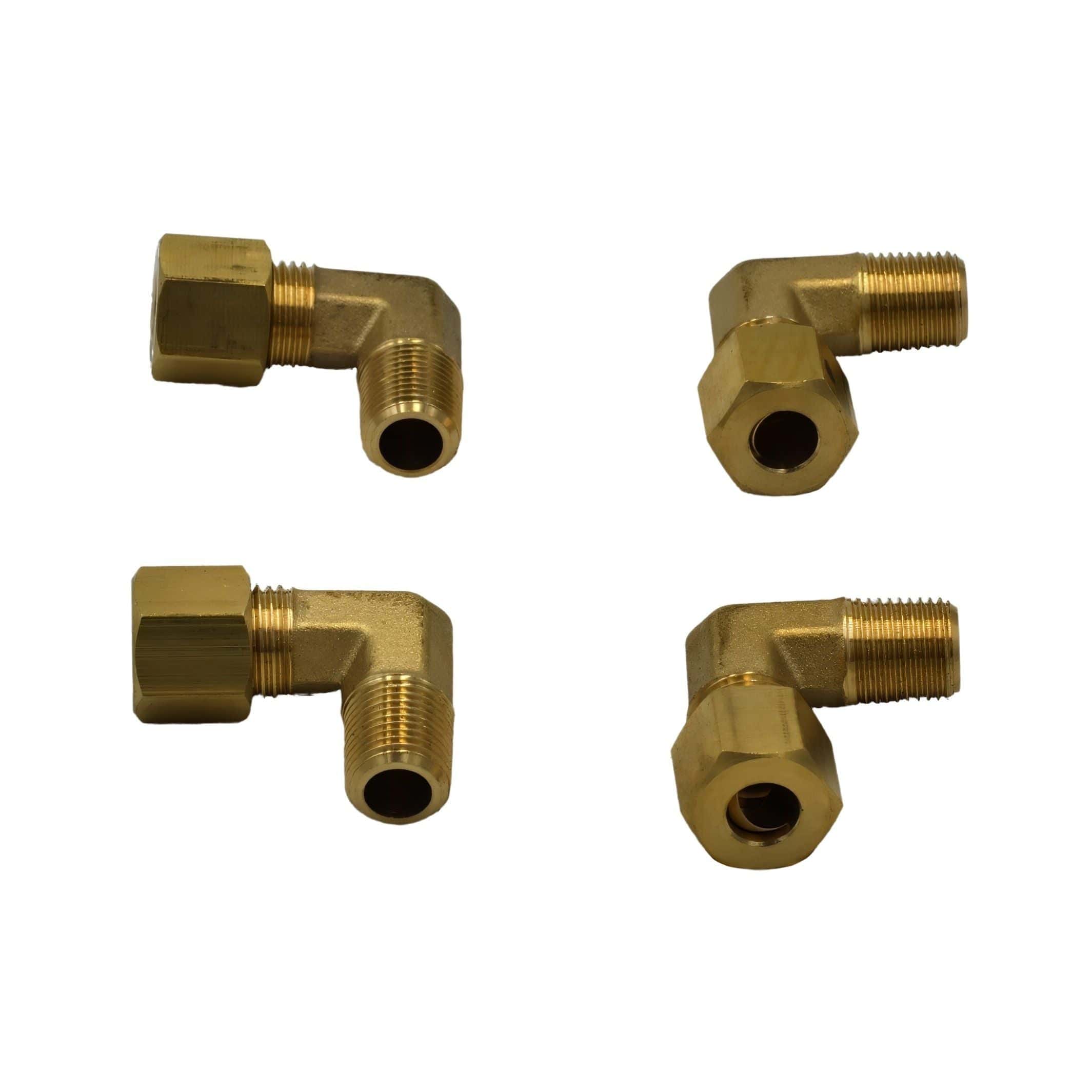 4pc Brass Compression Union 90° Male Female Elbow (T1/4xM1/8)-2