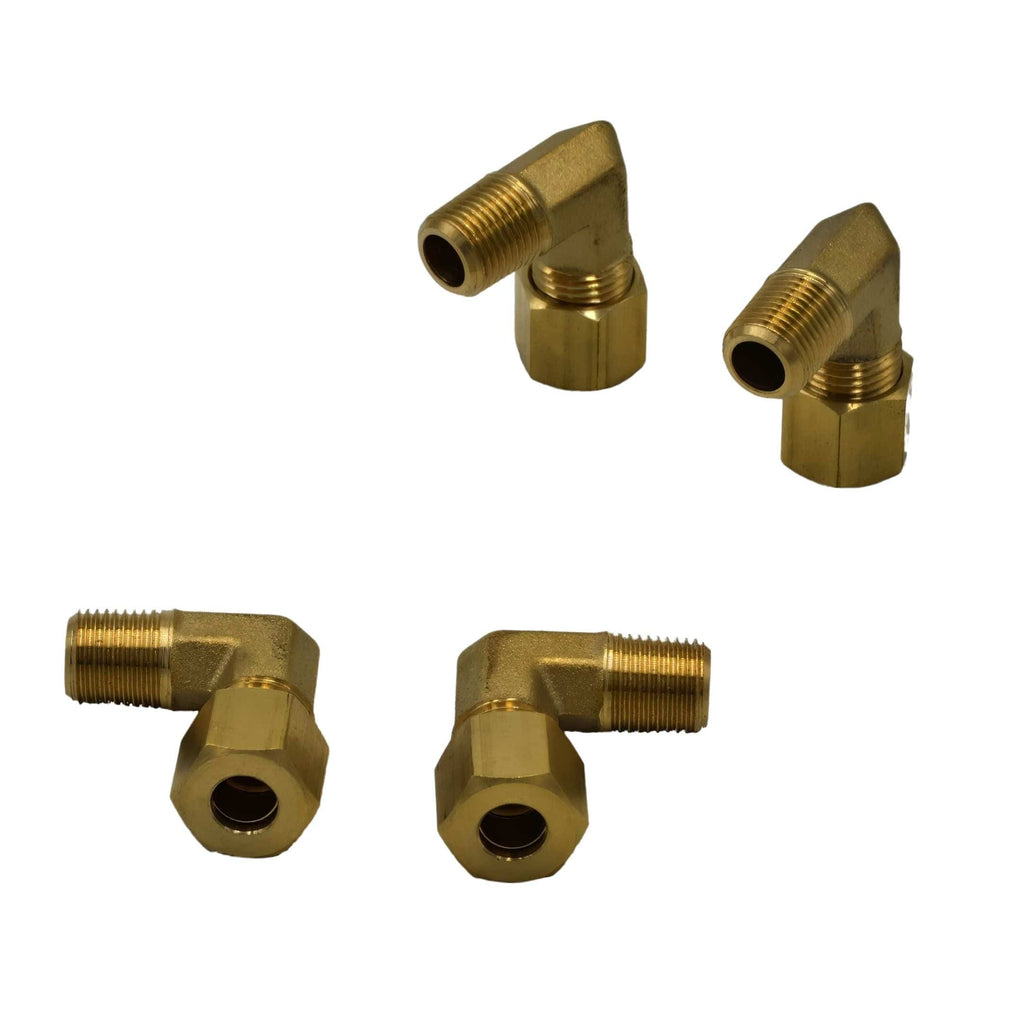 4pc Brass Compression Union 90° Male Female Elbow (T1/4xM1/8)-1