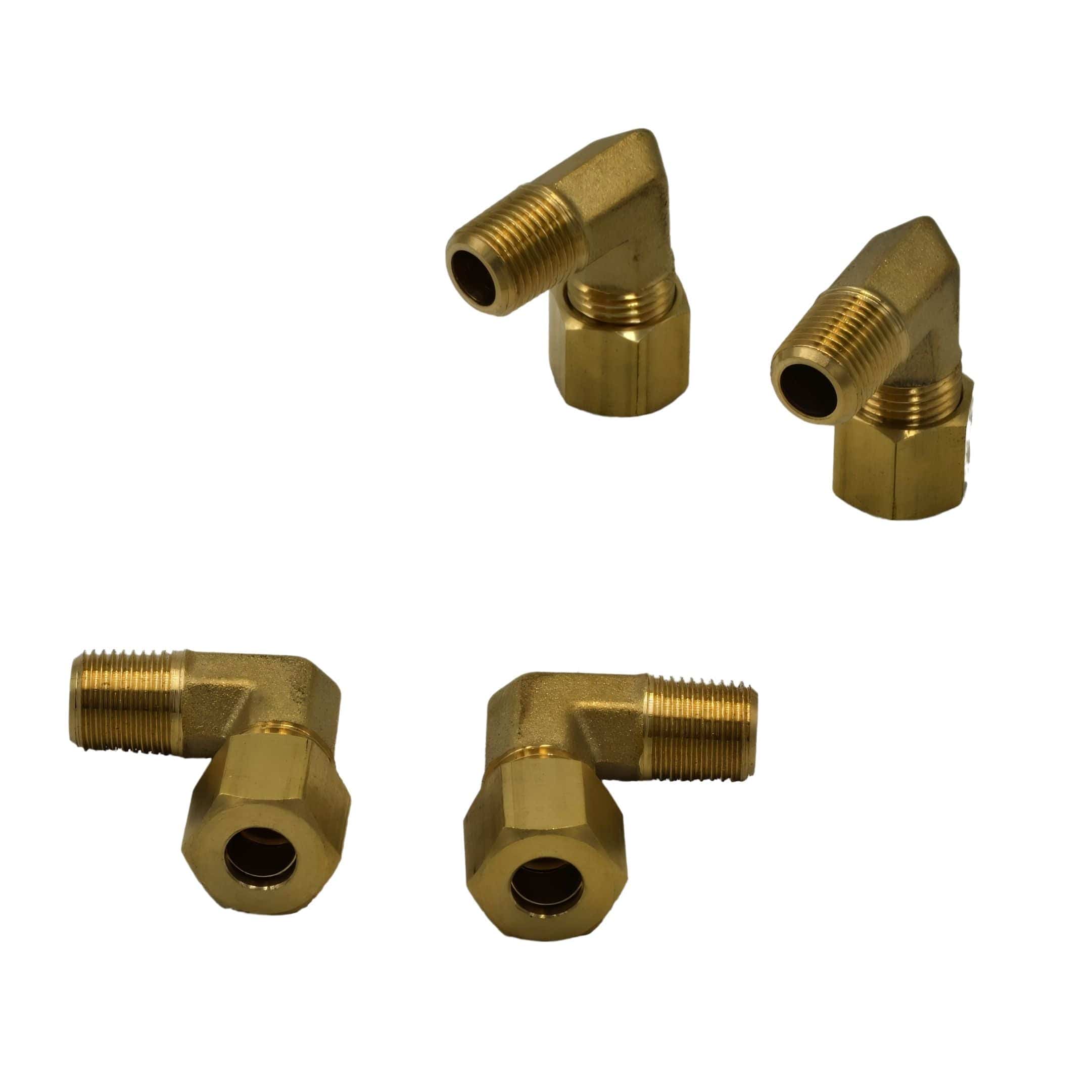 4pc Brass Compression Union 90° Male Female Elbow (T1/4xM1/8)-1