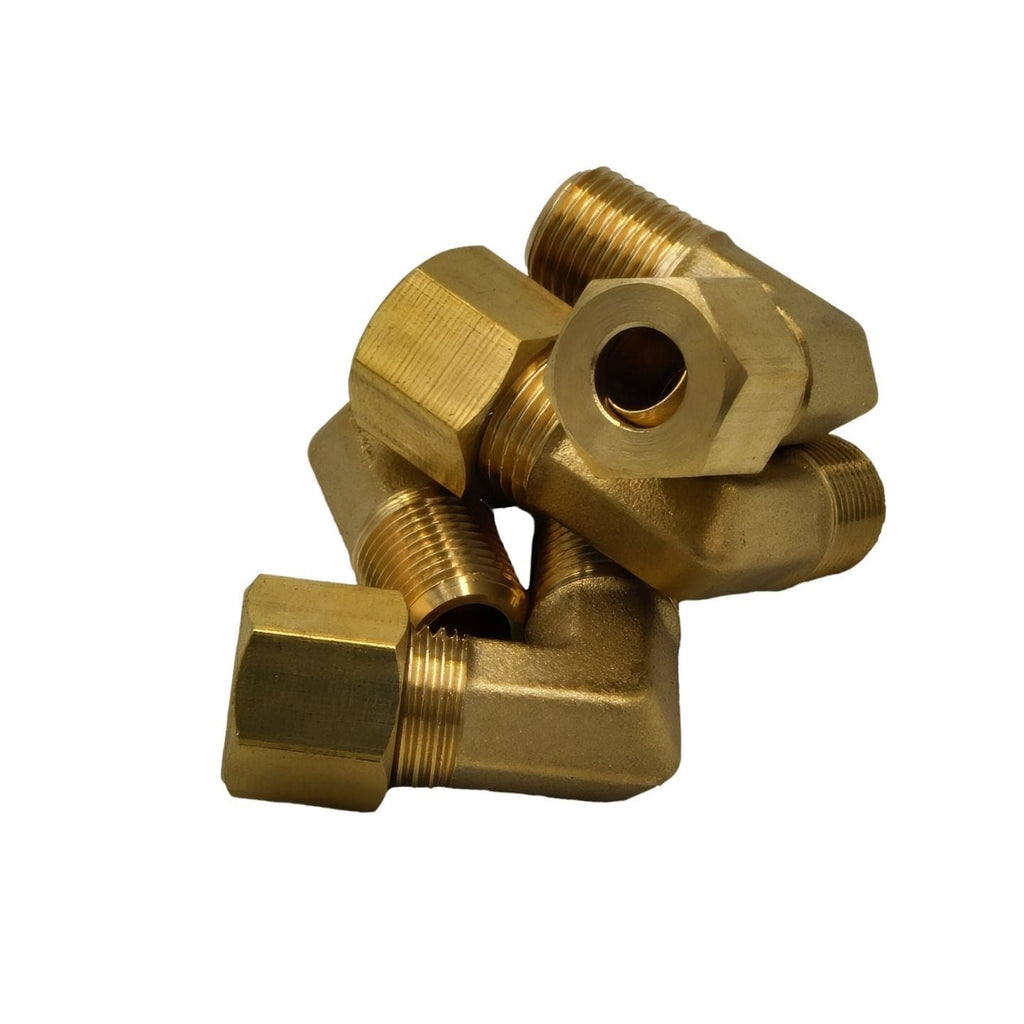 4pc Brass Compression Union 90° Male Female Elbow (T1/4xM1/8)-3