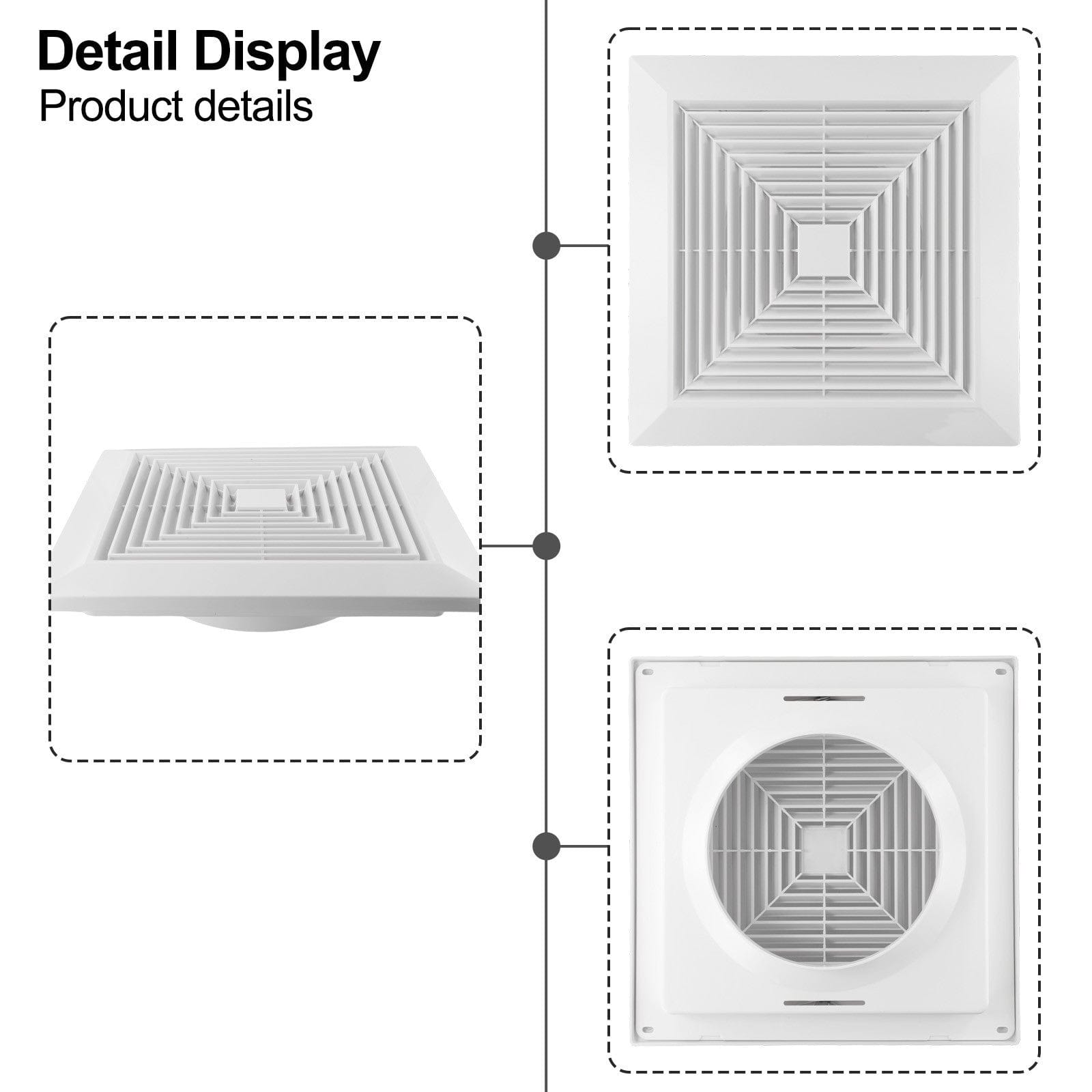 Twin Pack Ductsure 100mm Port Square Ceiling Diffuser With Adaptor Plate-2