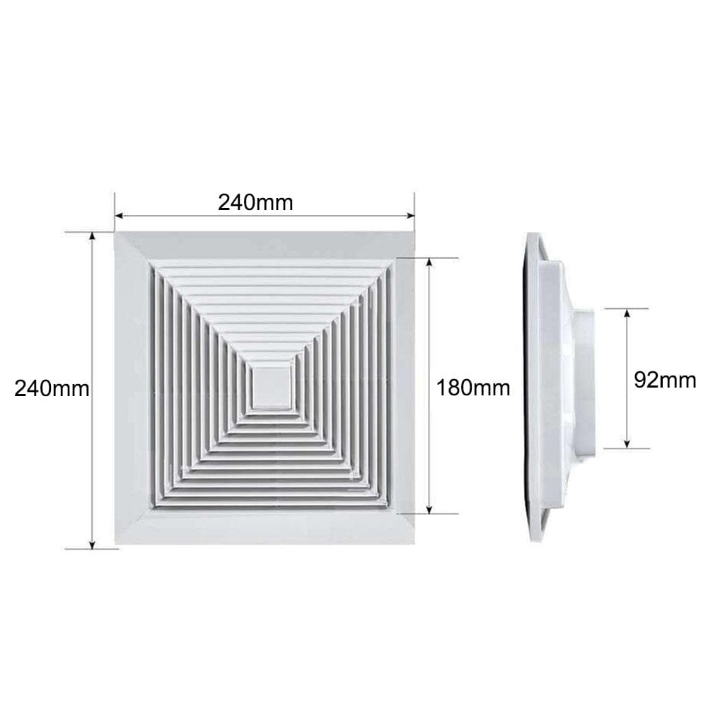 Twin Pack Ductsure 100mm Port Square Ceiling Diffuser With Adaptor Plate-1