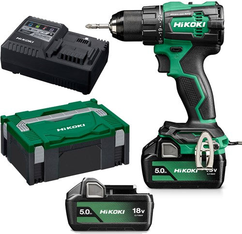 Hikoki ds18dewfz cordless drill-screwdriver | 18v | 70nm | 2 x 5.0 ah battery + charger | hsc ii case ds18dewfz-0