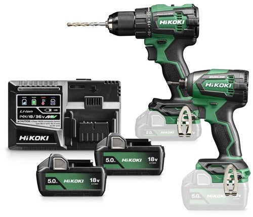 Hikoki kc18dewcz | cordless combi pack | dv18de + wh18de | 18 V | 2x 5.0Ah batteries + charger | in HSC III case - kc18dewcz-0