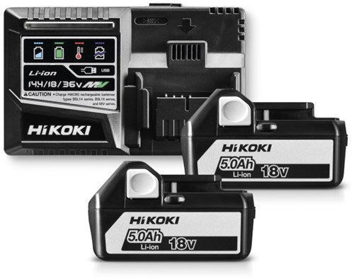 Hikoki uc18ysl3wgz booster pack | 2 x 5.0 Ah 18V battery | charger uc18ysl3 uc18ysl3wgz-0