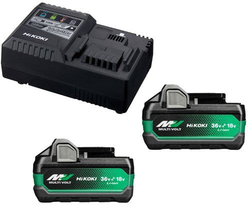 Hikoki uc18ysl3whz booster pack | 2 x multi-volt bsl38a18x batteries 5ah 18v 2.5ah 36v + fast charger uc18ysl3-0