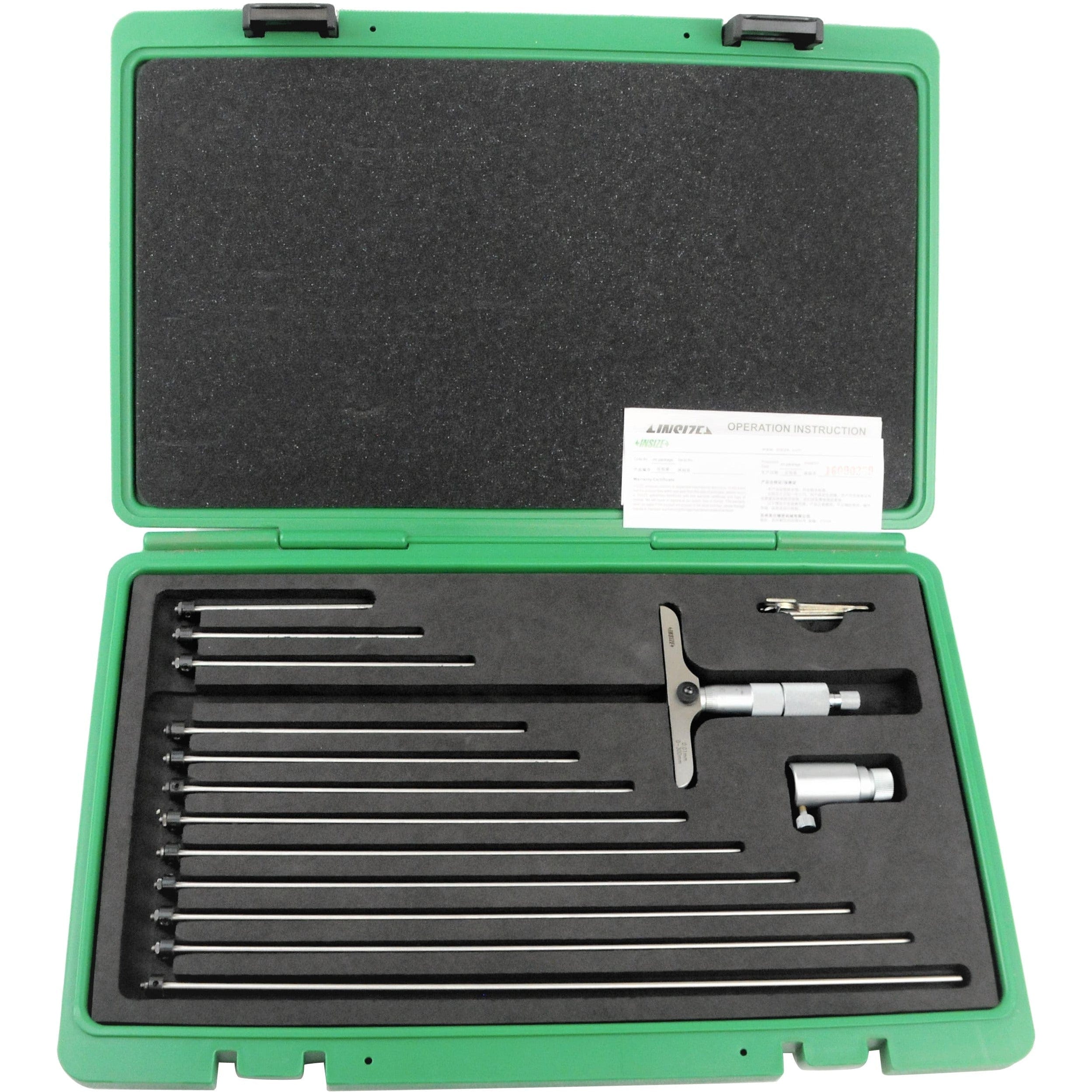 Insize 12pc Metric Depth Micrometer 0-300mm Range Series 3241-300-0