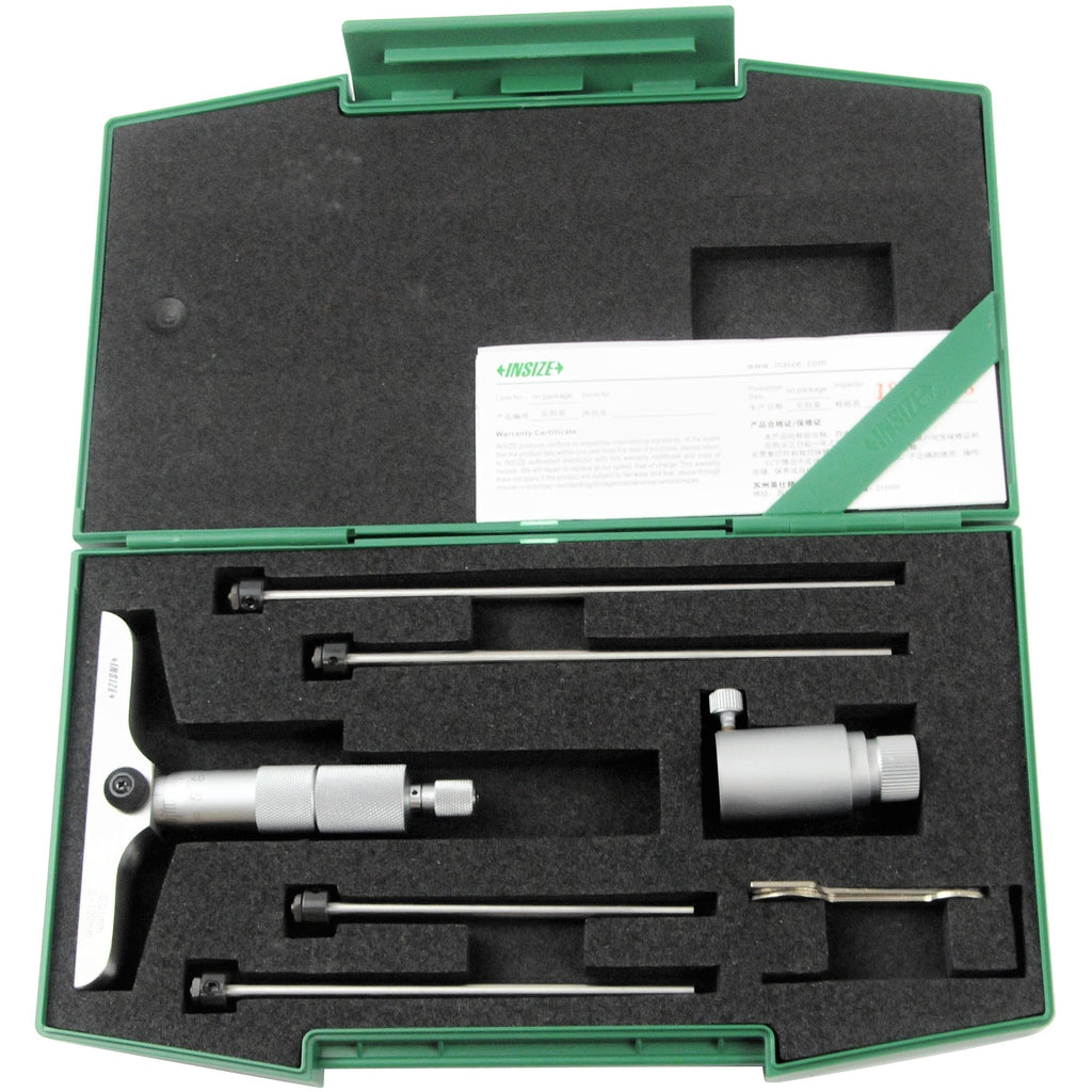 Insize 4pc Metric Depth Micrometer 0-100mm Range Series 3241-100-0