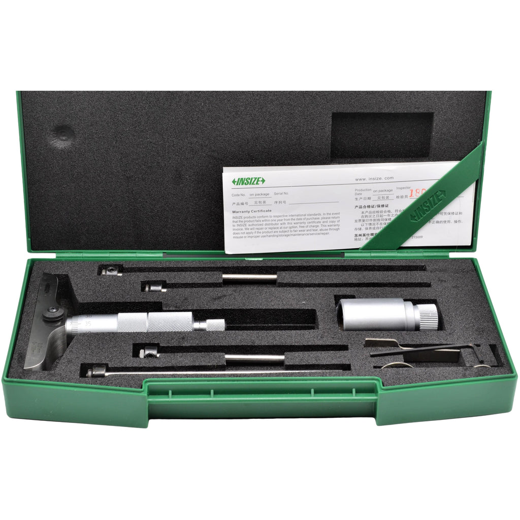 Insize 4pc Metric Depth Micrometer 0-100mm Range Series 3241-100-1
