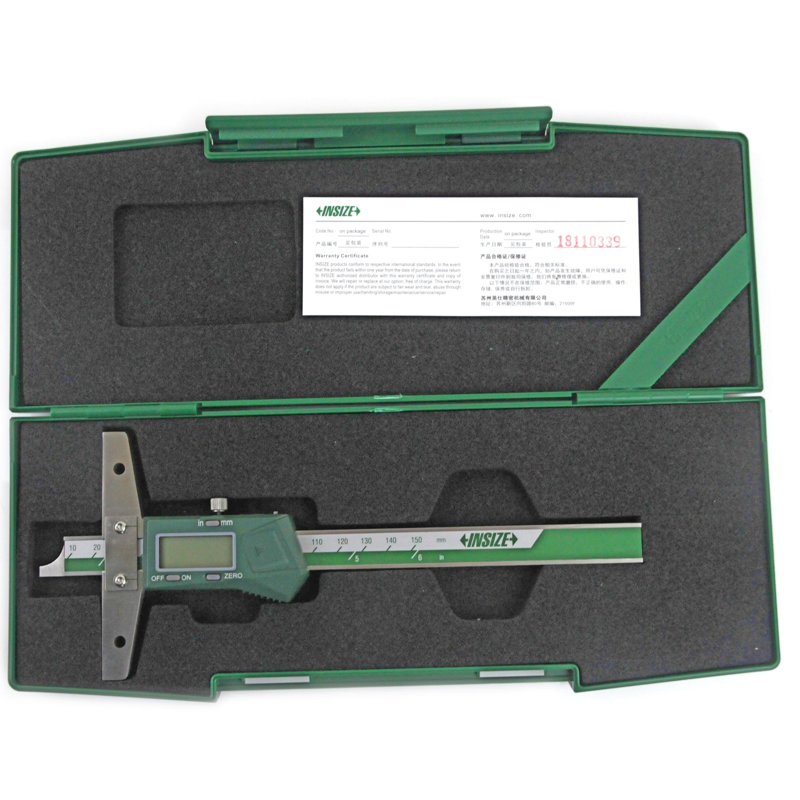 Insize Digital Depth Gauge 0-150mm / 0-6" Range Series 1147-150-0