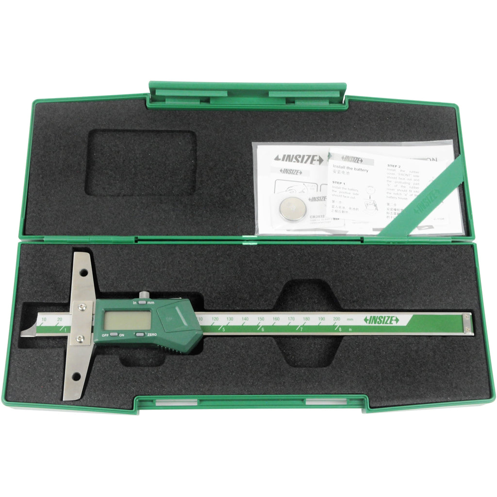 Insize Digital Depth Gauge 0-200mm / 0-8" Range Series 1147-200-0
