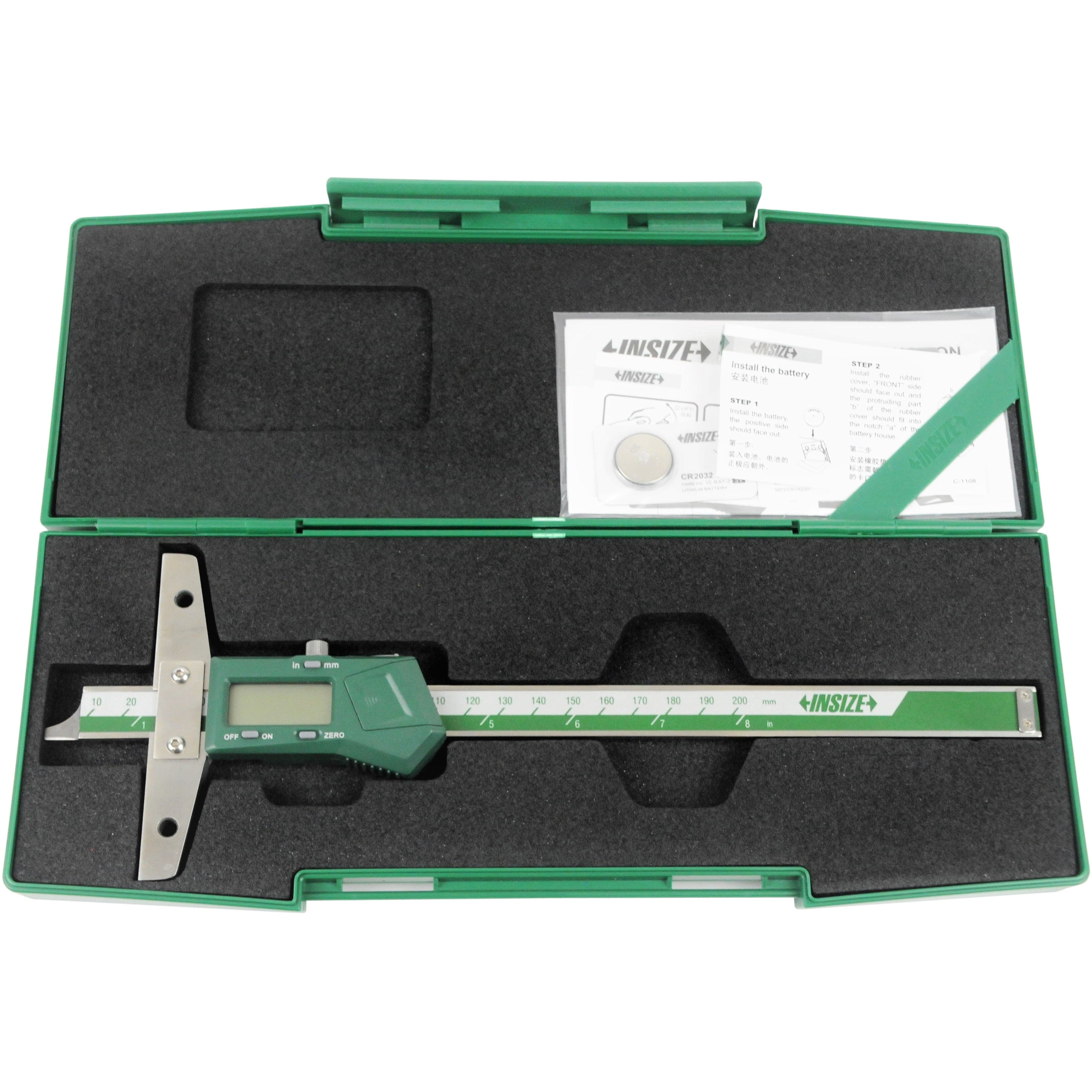 Insize Digital Depth Gauge 0-200mm / 0-8" Range Series 1147-200-0