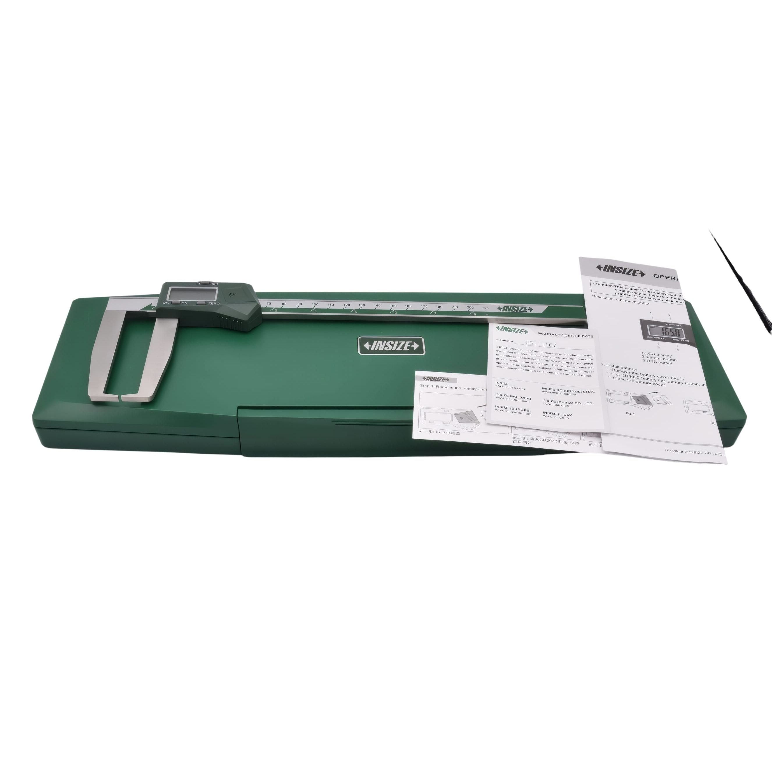Insize Digital Outside Neck Caliper 0-200mm/0-8" Series 1187-200A-0
