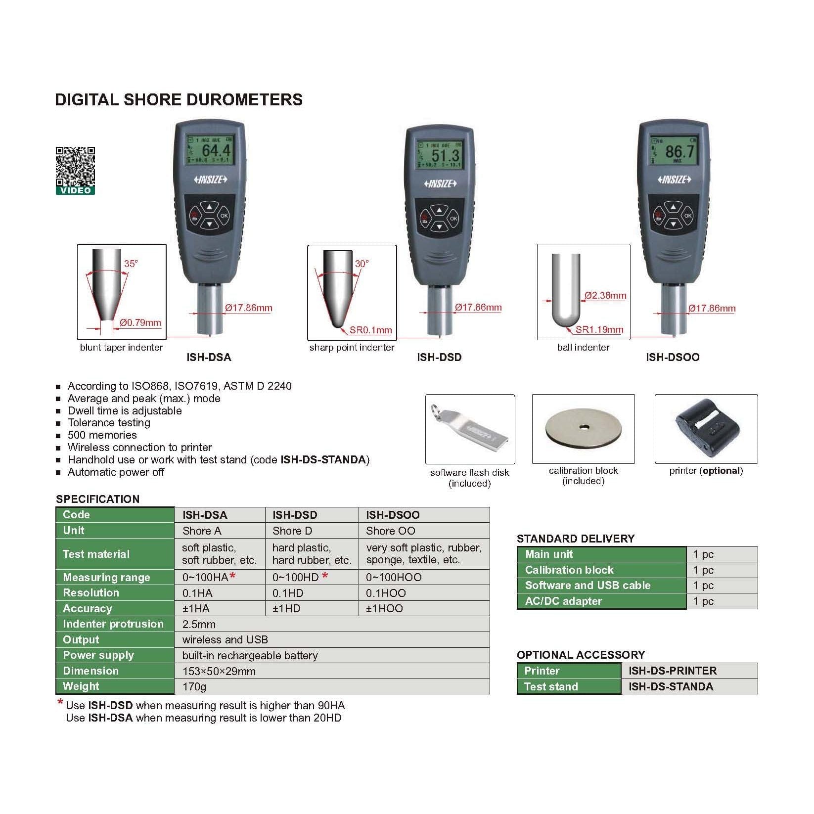 Insize Digital Shore Durometer Shore A Series ISH-DSA-1