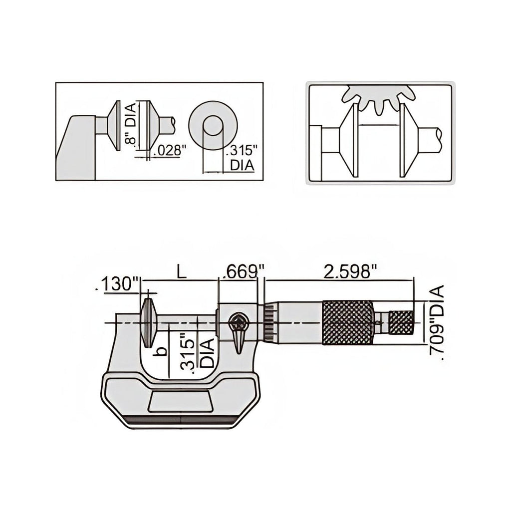 Insize Disc Micrometer 0-1" Range Series 3282-1-3