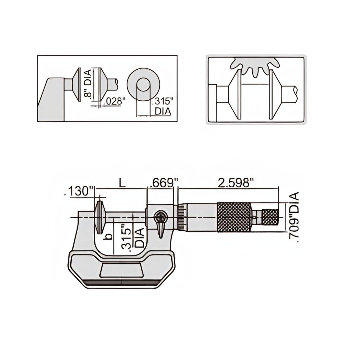 Insize Disc Micrometer 0-1" Range Series 3282-1-3
