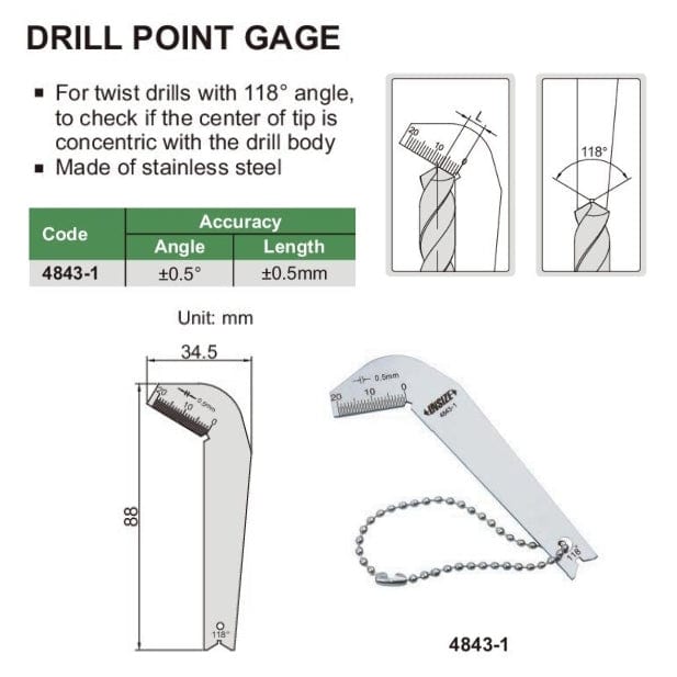 Insize Drill Point Gauge Series 4843-1-4