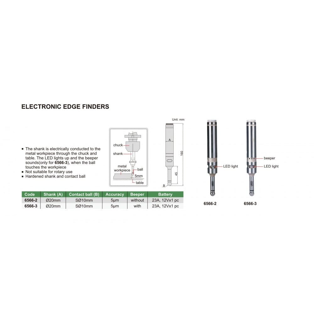 Insize Electronic Edge Finder 20mm Shank Series 6566-2-2