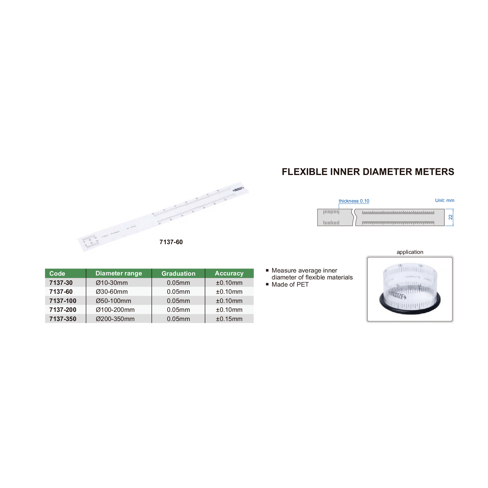 Insize Flexible Inner Diameter Meter 200–350 mm Range Series 7137-350-1