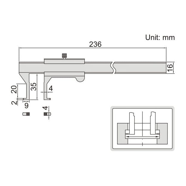 Insize Groove Vernier Caliper Range Series 1262-150A-3