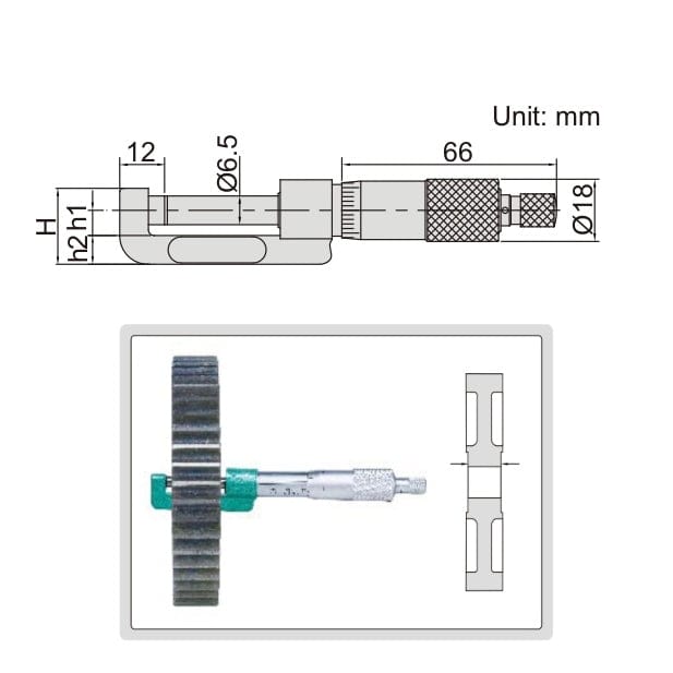 Insize Hub Micrometer 75-100mm Range Series 3292-100-3