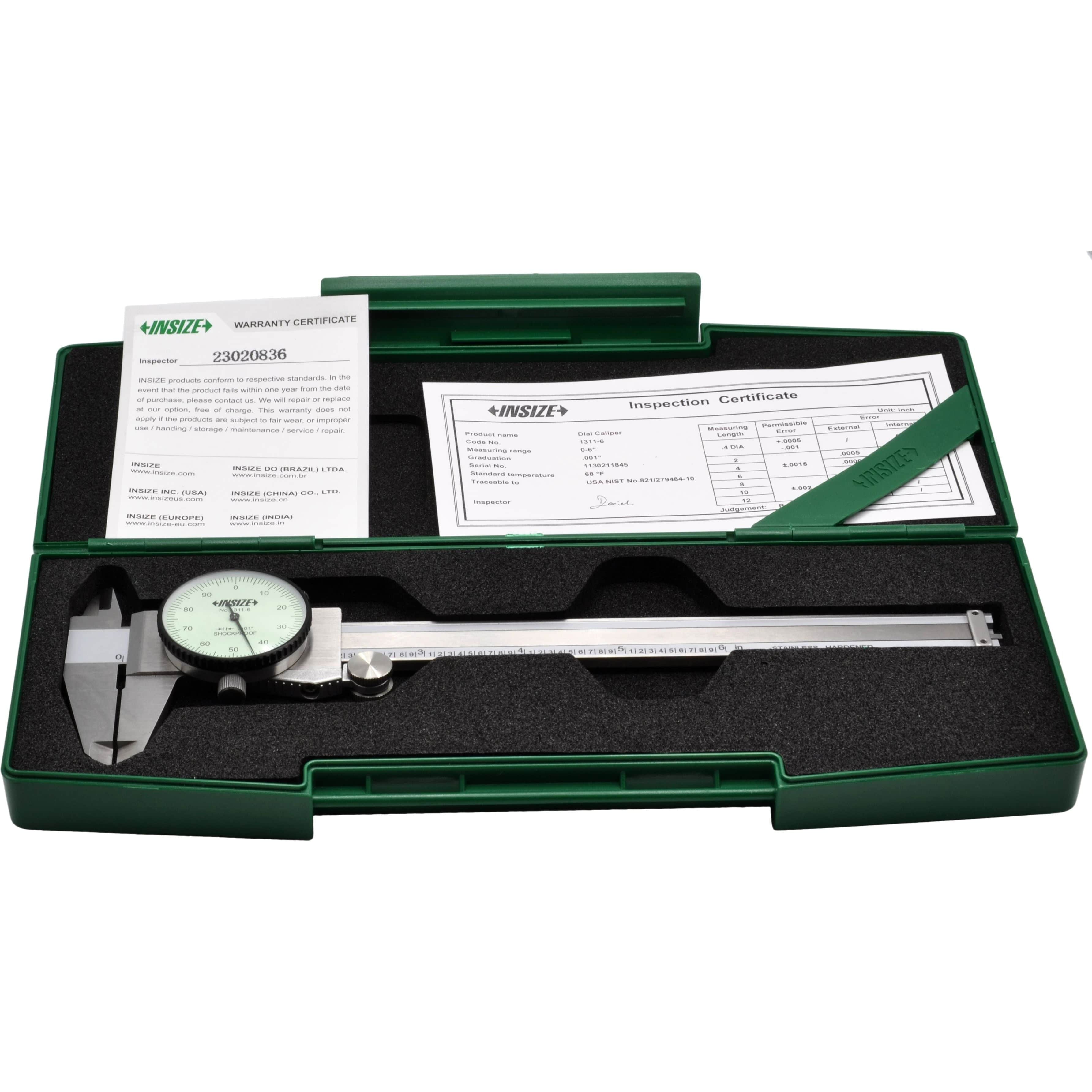 INSIZE Imperial Dial Caliper  0-6" Range Series 1311-6-0