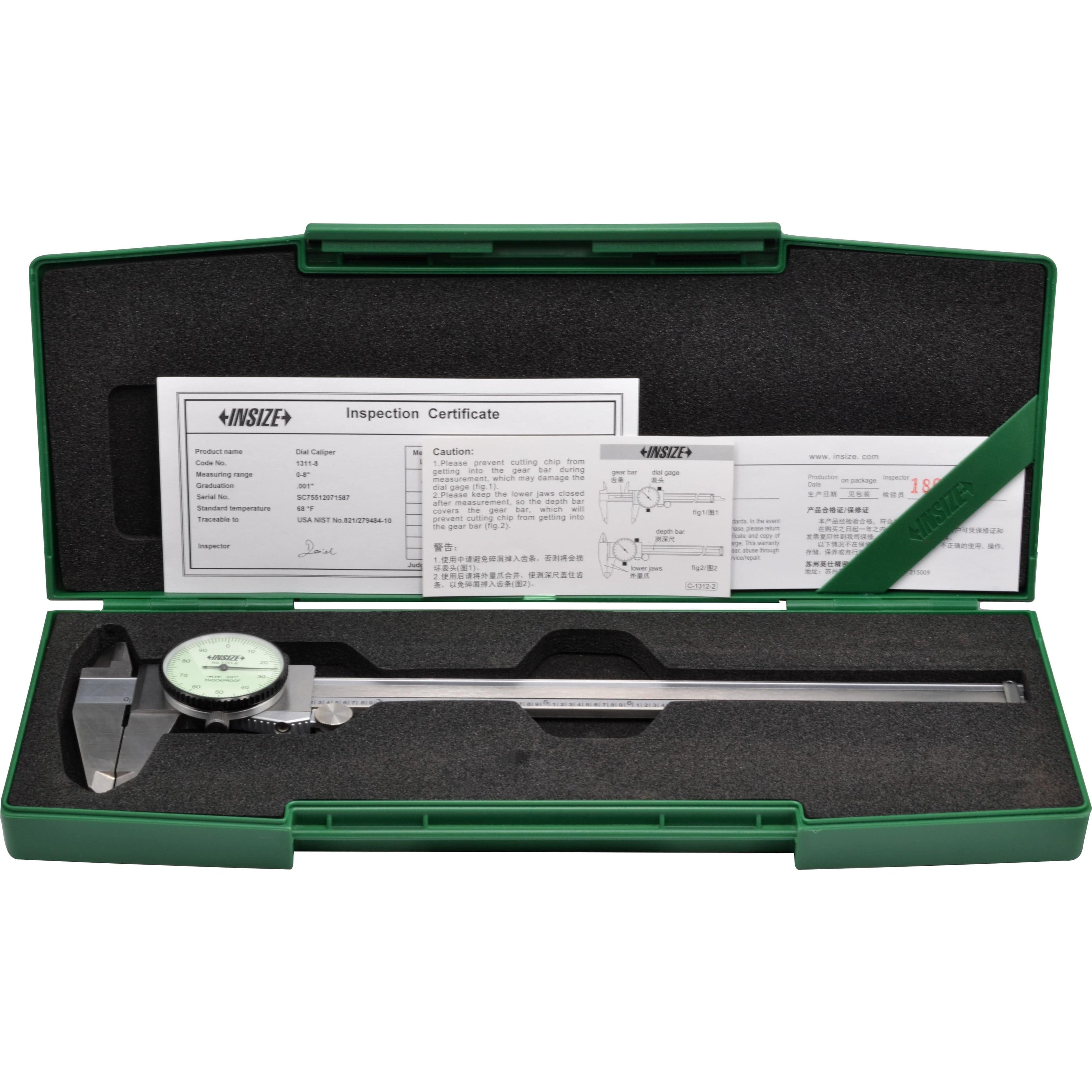 INSIZE Imperial Dial Caliper  0-8" Range Series 1311-8-0